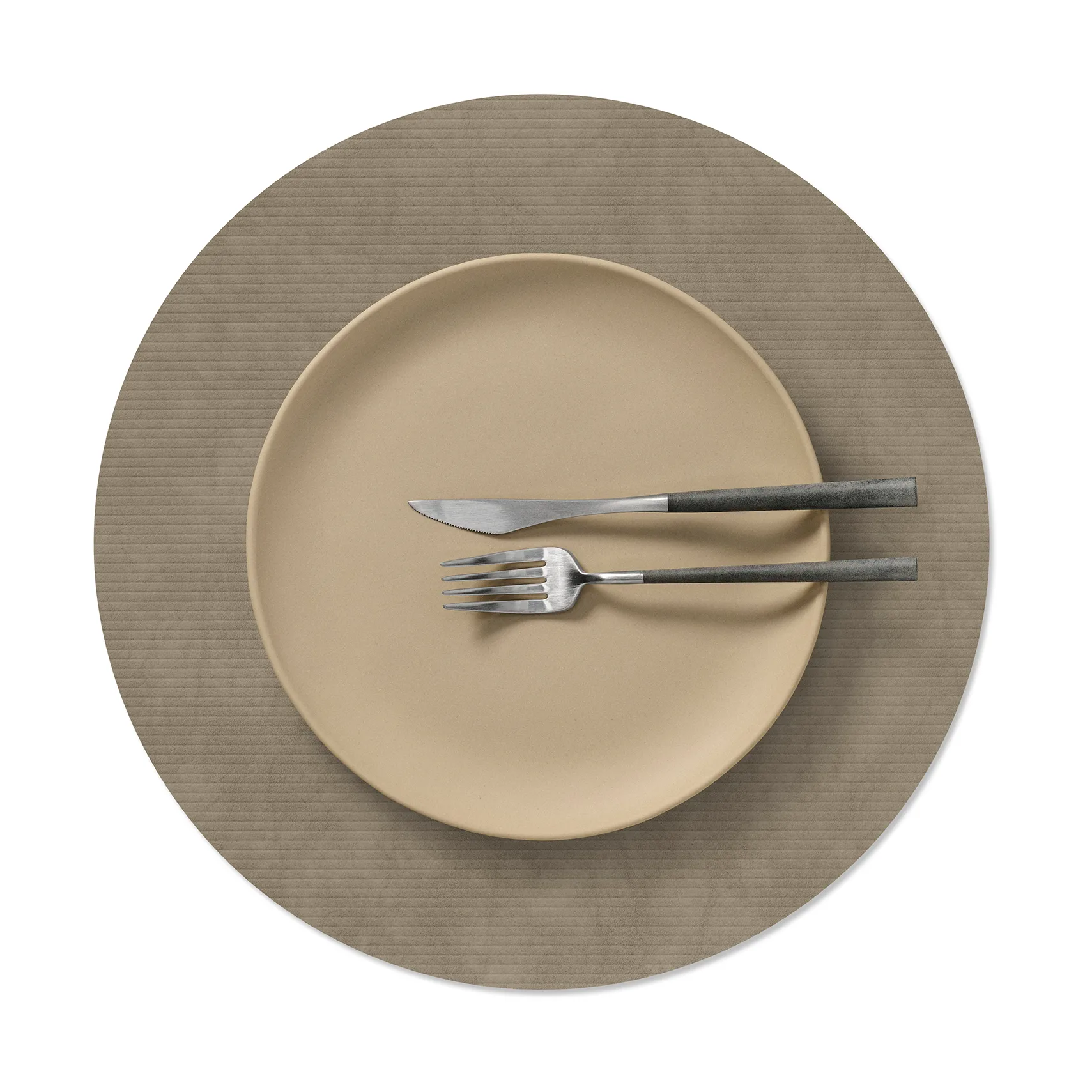 Corduroy placemat, Nomad grey, circle, L LIND DNA