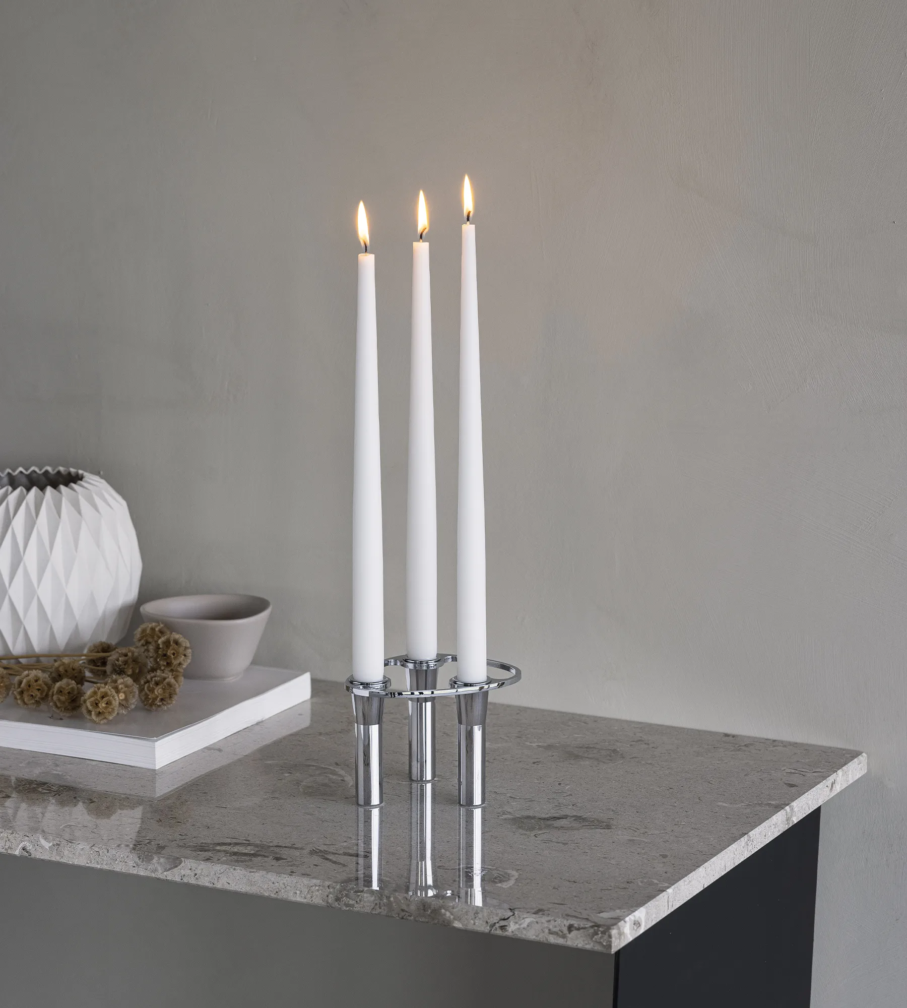 Lind Curve combinable candle sticks chrome, Triple LIND DNA