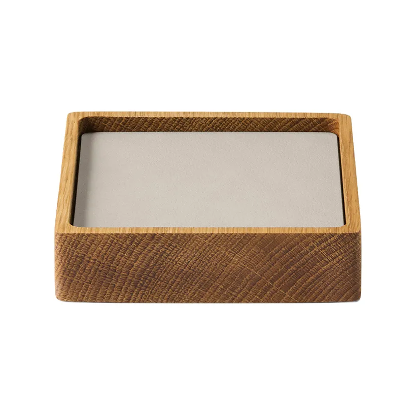Wood Box coaster set, Nature-oak, square, S, Nupo oyster white, 9 pieces LIND DNA