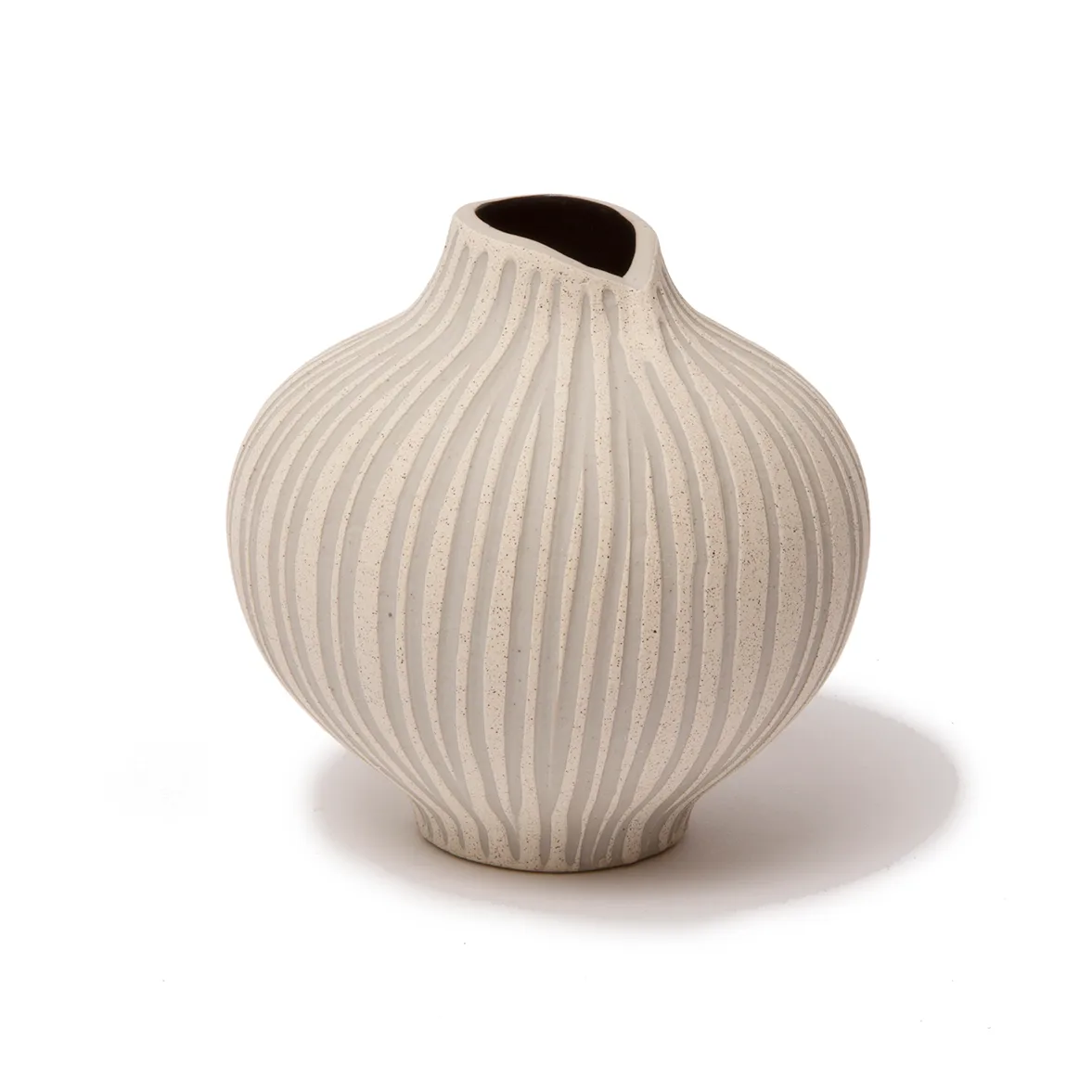 Line vase, Sand white stone stripe, medium Lindform