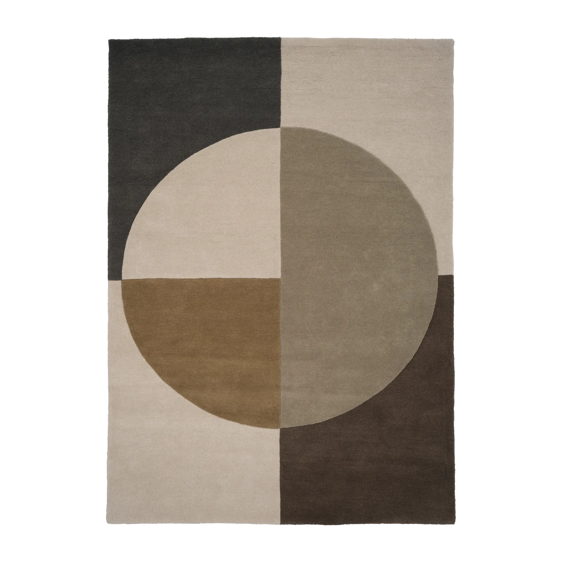Radiality wool carpet, Olive. 170x240 cm Linie Design