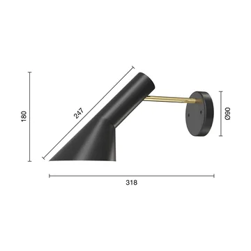 AJ wall lamp fixed installation without switch - Brass-black - Louis Poulsen