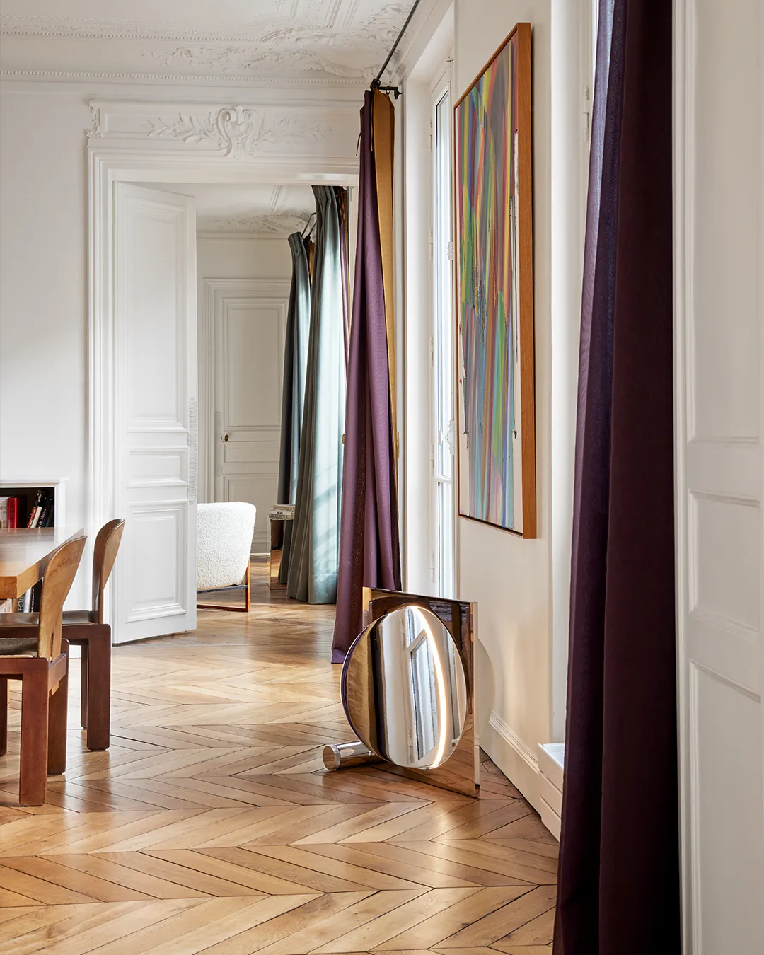 Moonsetter floor lamp, High gloss chrome plated-white Louis Poulsen