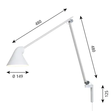 NJP wall lamp long arm - White - Louis Poulsen