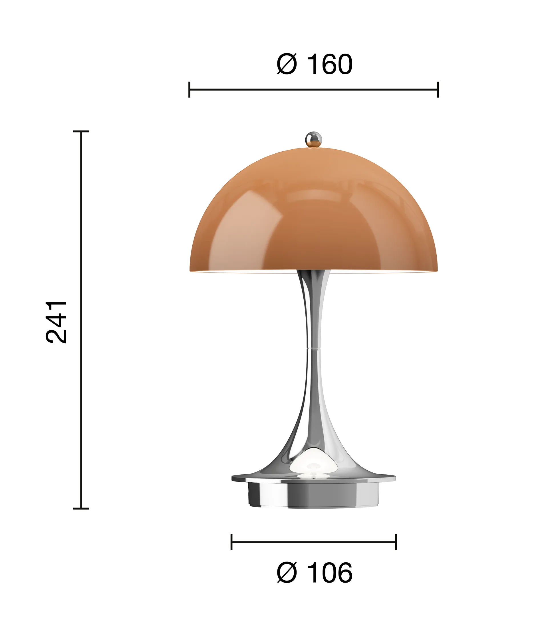 Panthella 160 Portable v3 table lamp, Original Opal Brown Louis Poulsen