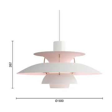 PH 5 Anniversary edition pendant lamp - Matte white-pale rose - Louis Poulsen