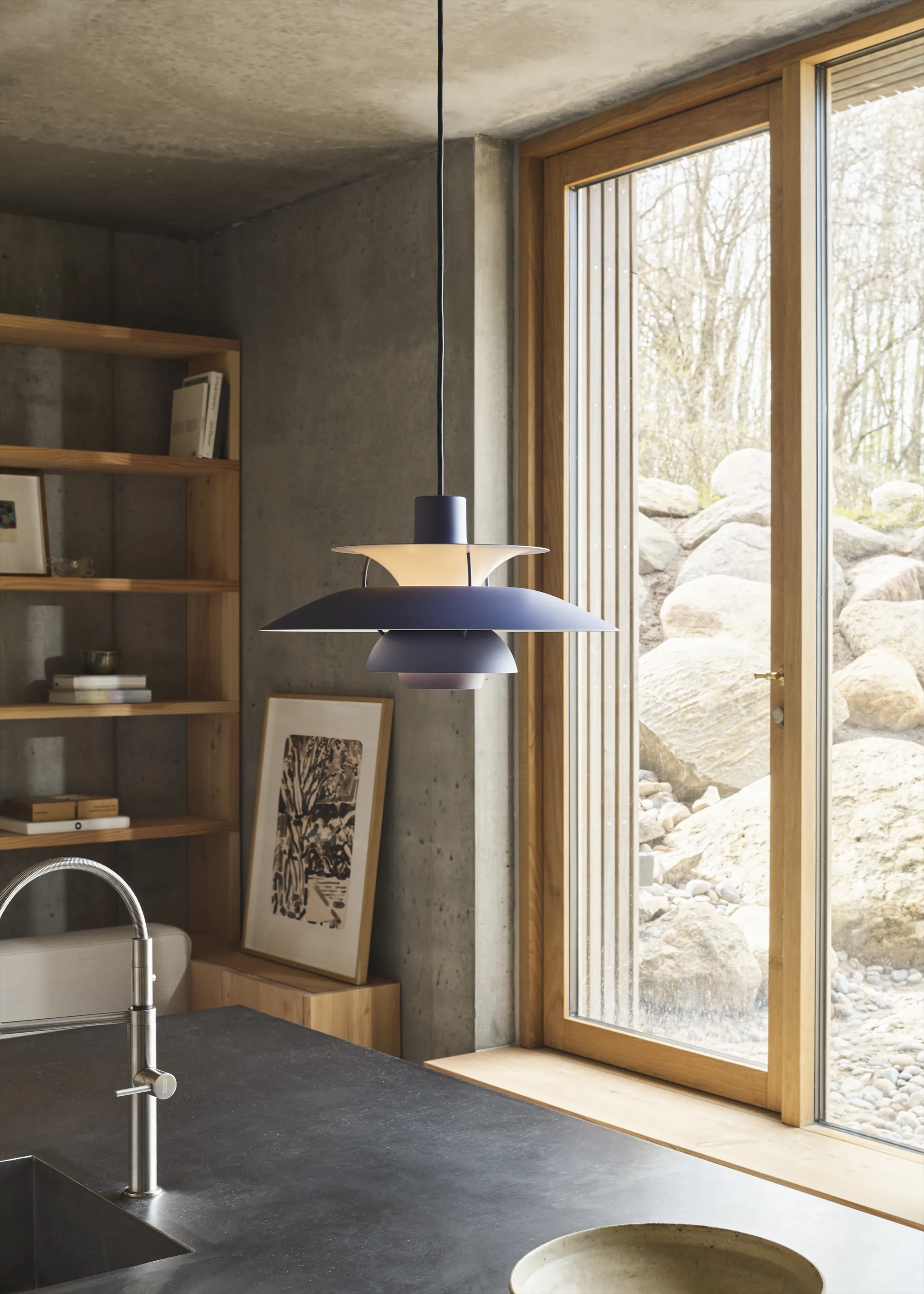 PH 5 pendant lamp, Ø500, Monochrom dusty indigo Louis Poulsen