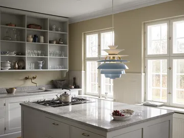 PH Snowball pendant lamp - Dusty blue-brass - Louis Poulsen