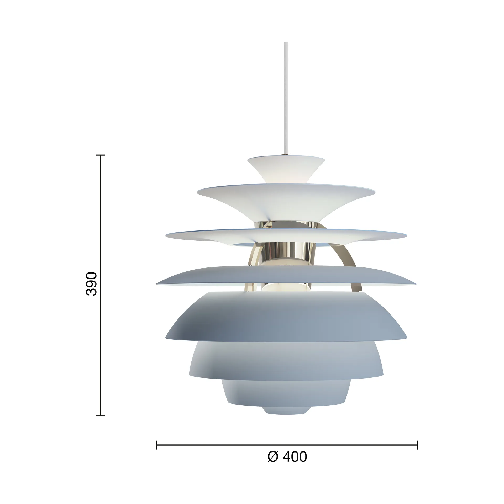 PH Snowball pendant lamp, Dusty blue-chrome Louis Poulsen