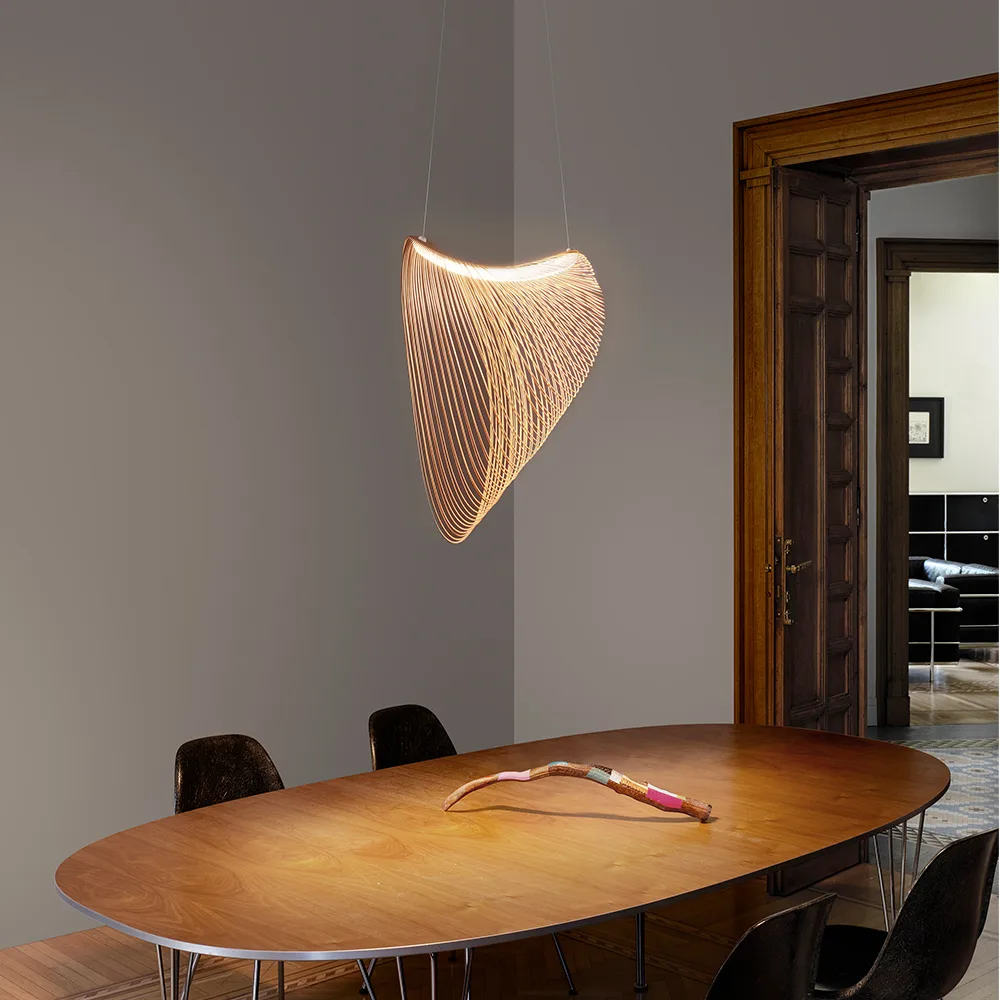 Illan pendant lamp, Birch, ø80cm Luceplan