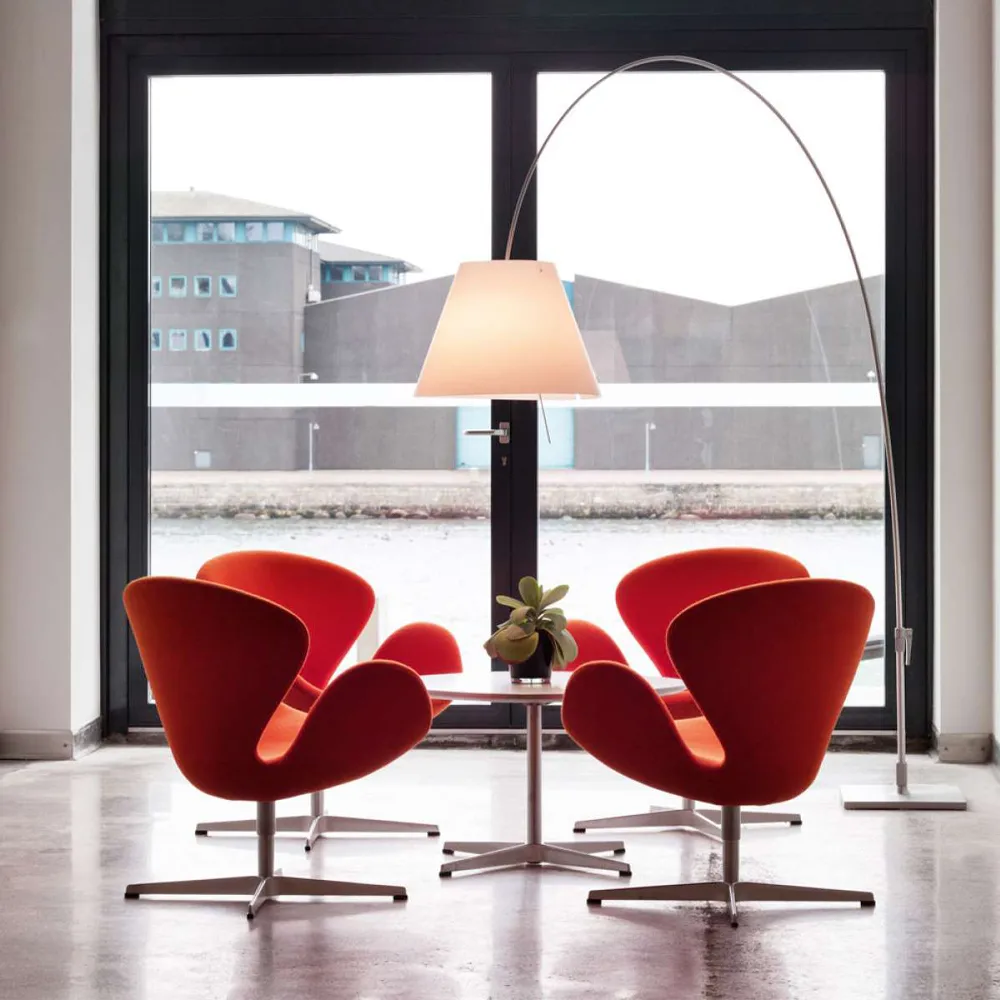 Lady Costanza D13E d floor lamp, White shade, aluminium stand Luceplan