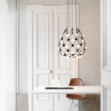 Mesh ceiling lamp - Black, small, cable 1m - Luceplan