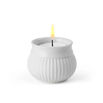 Curve Block candle sticks Ø11 cm - White - Lyngby Porcelæn