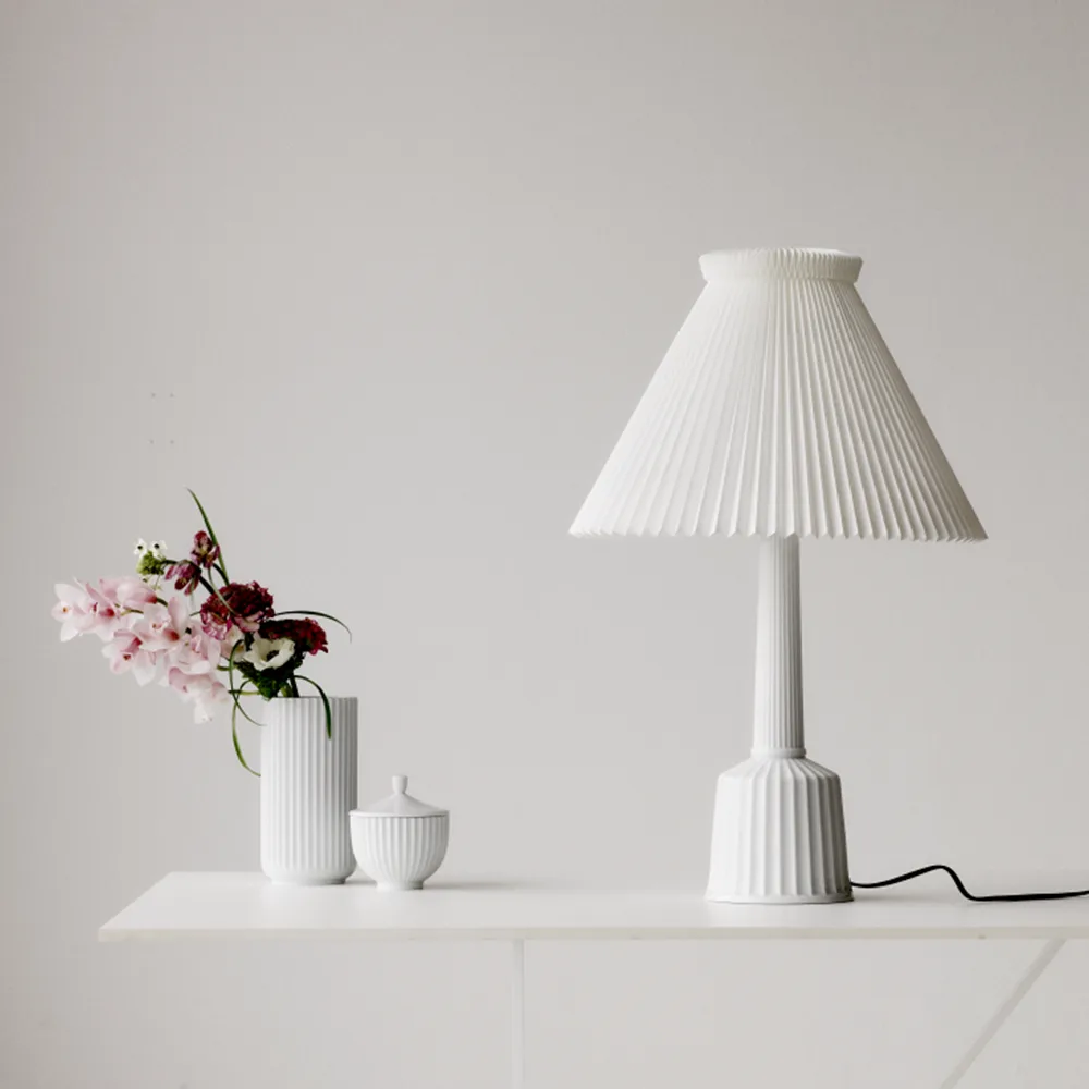Esben klint table lamp, White, h.65 cm Lyngby Porcelæn