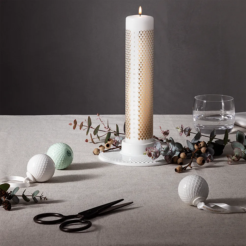 Rhombe block candle holder, White Lyngby Porcelæn