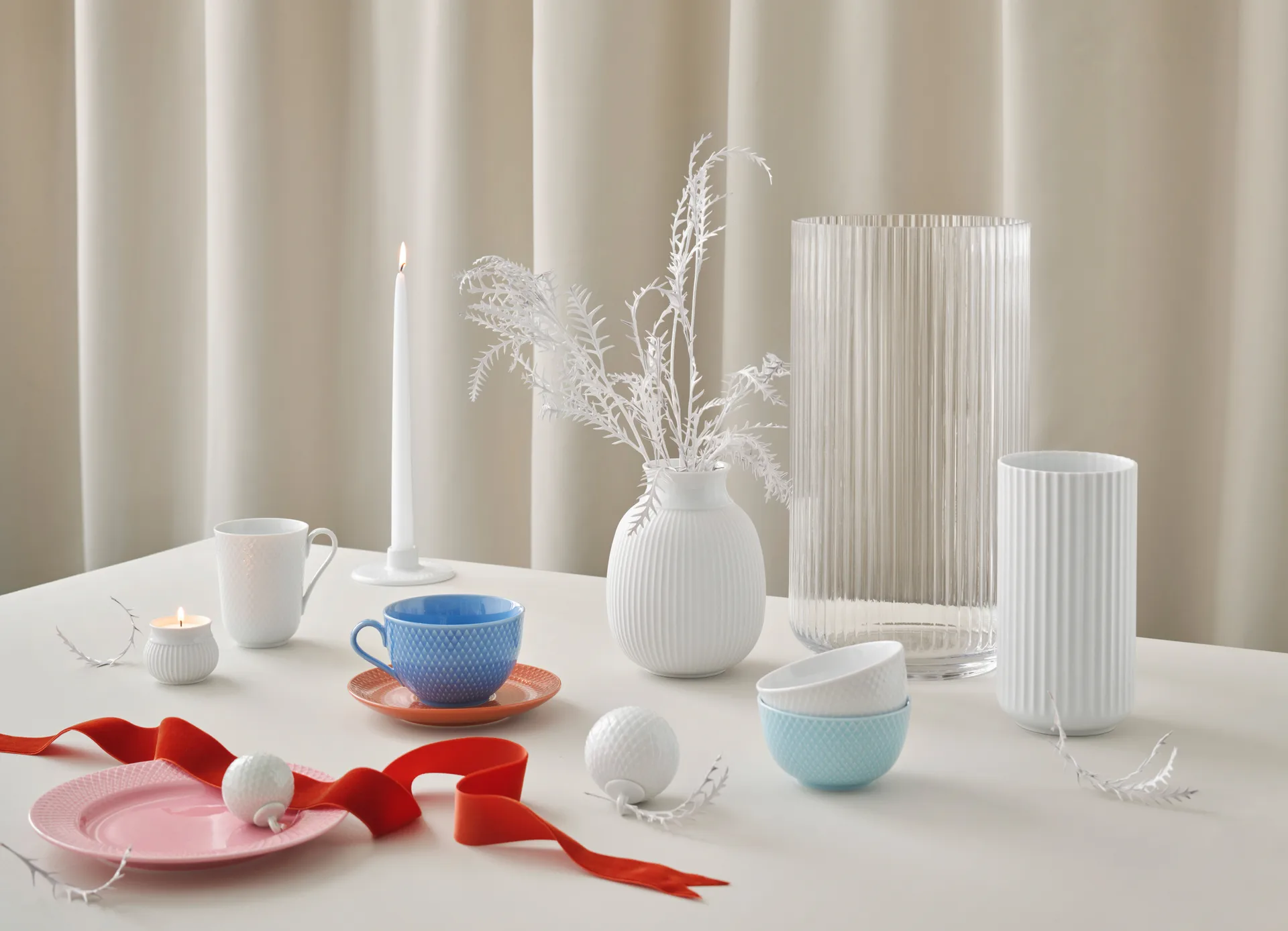 Rhombe Christmas bauble Ø7 cm, white Lyngby Porcelæn