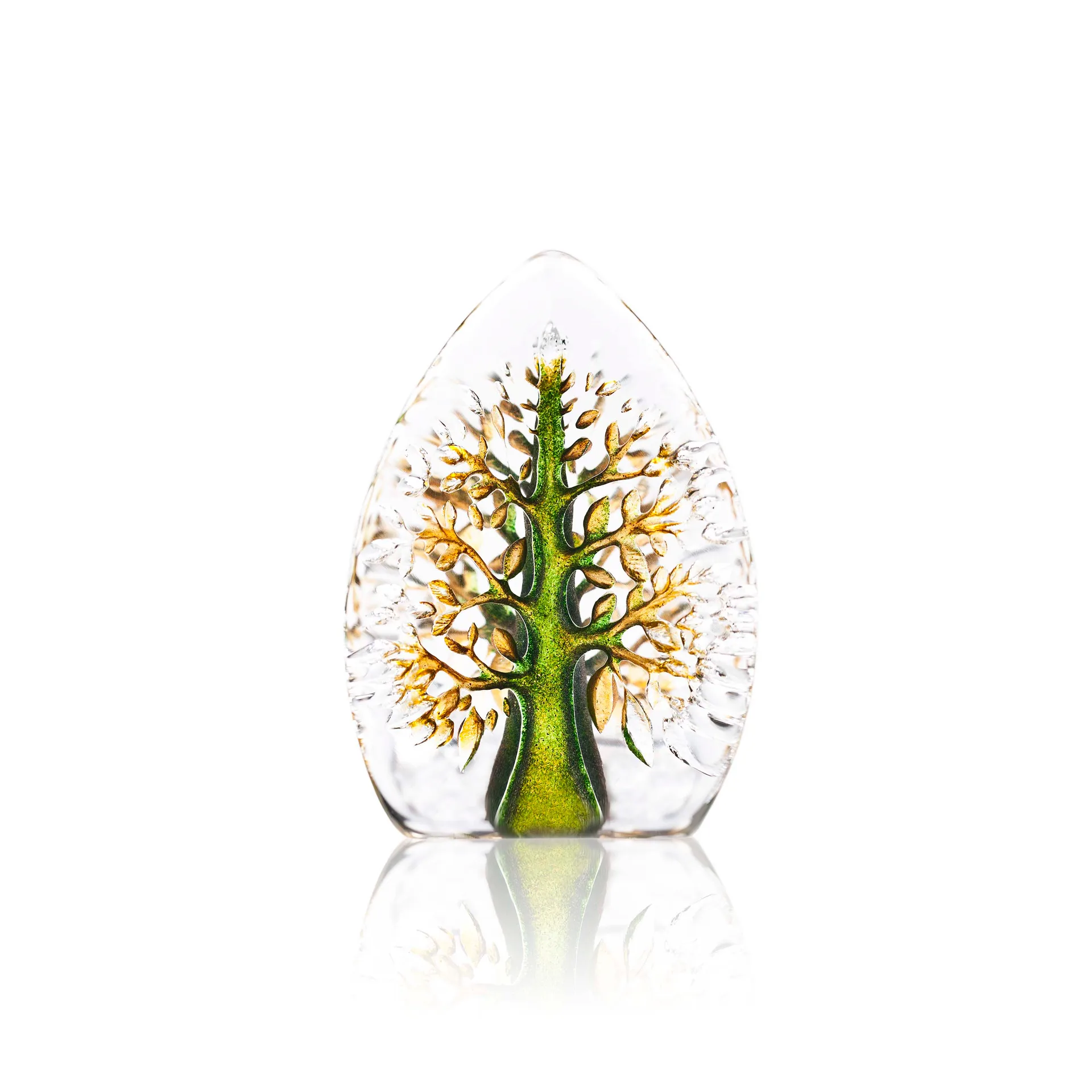 Yggdrasil glass sculpture green-yellow, Mini Målerås Glasbruk