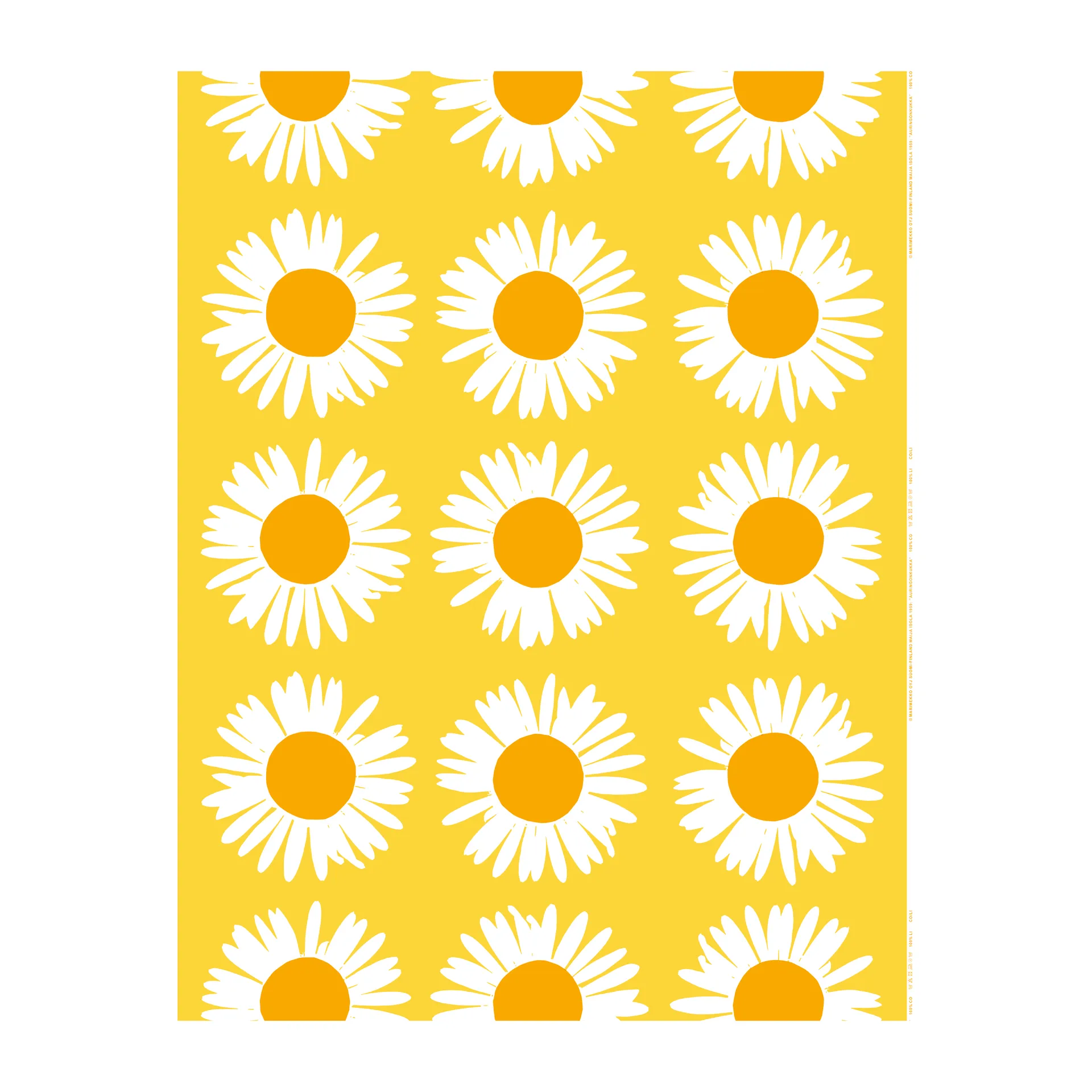 Auringonkukka oilcloth, Yellow-white Marimekko