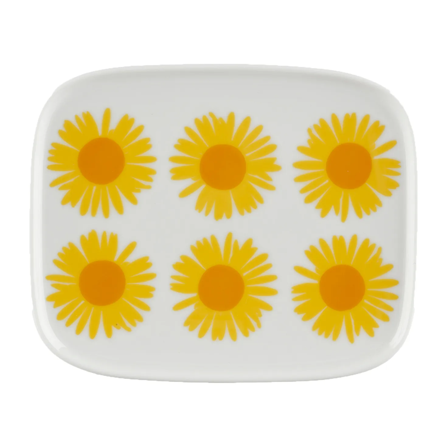 Auringonkukka plate 12x15 cm, Yellow-white Marimekko