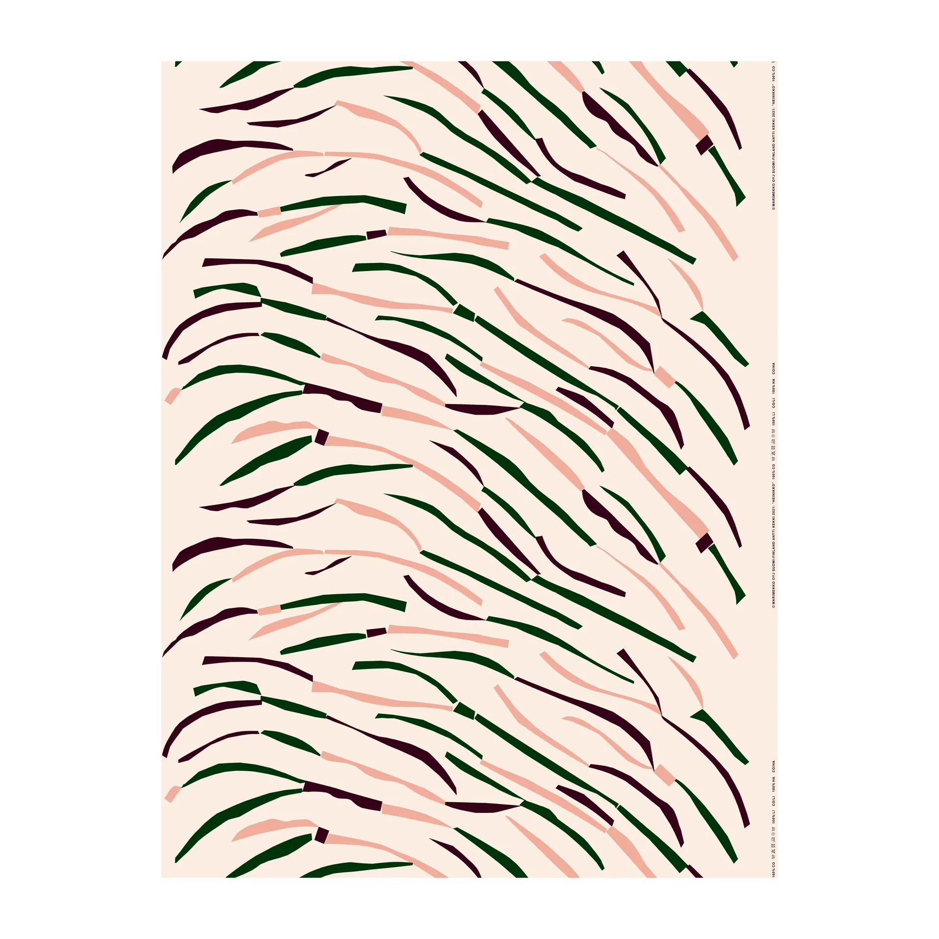 Heinikko unbleached cotton fabric, Cotton-red-dazzling-green Marimekko