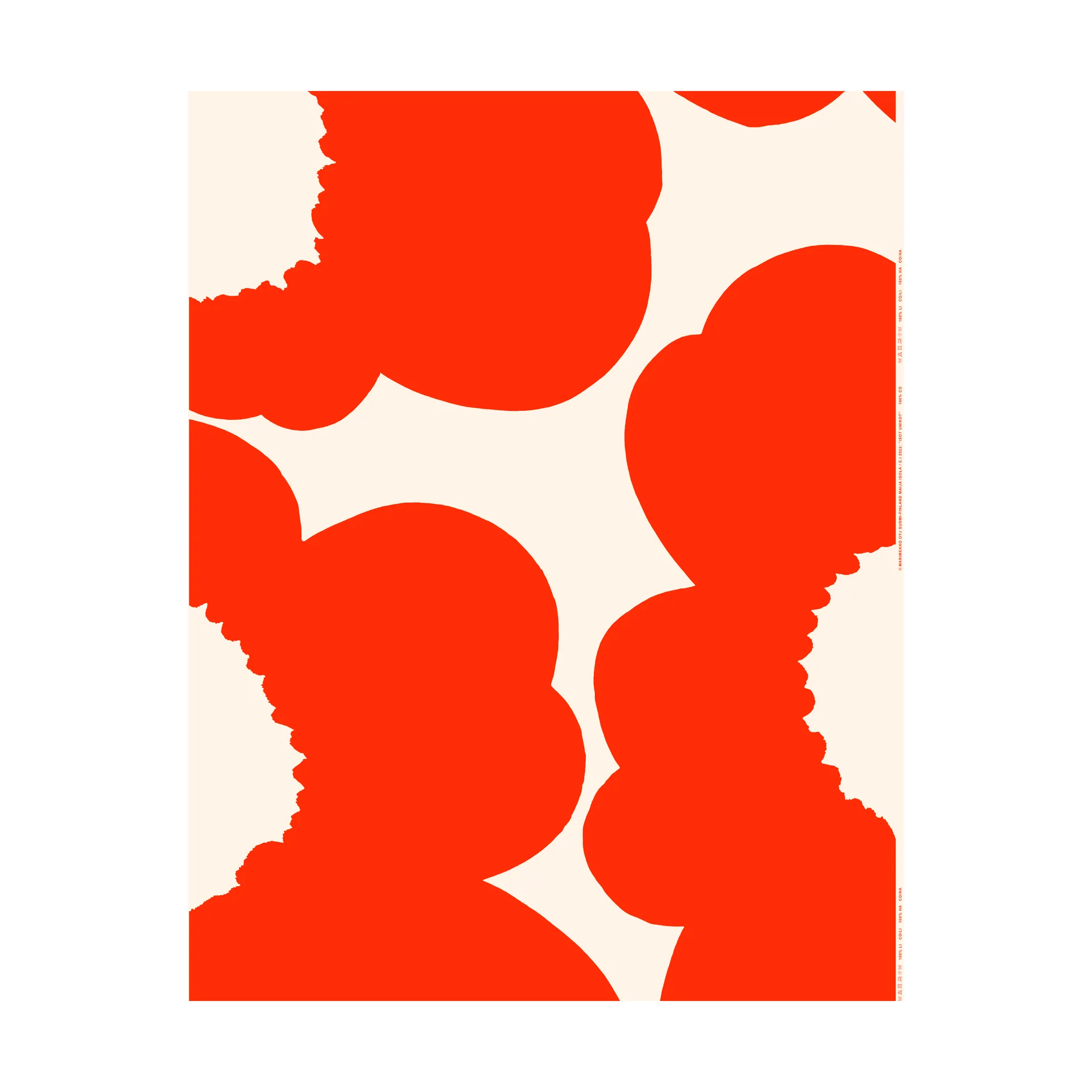 Iso Unikko satin fabric, Cotton-orange red Marimekko