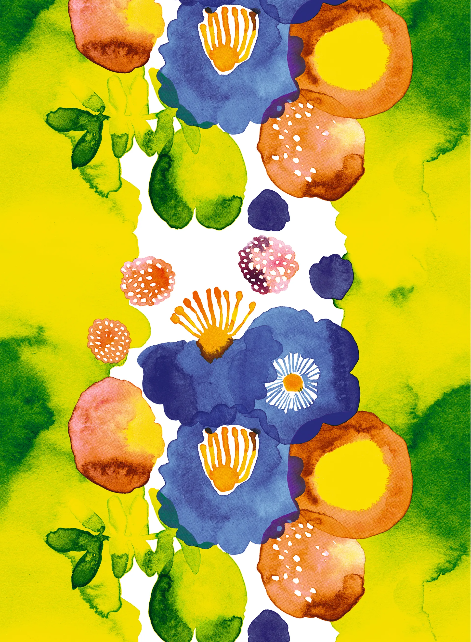 Juhannustaika fabric, yellow Marimekko