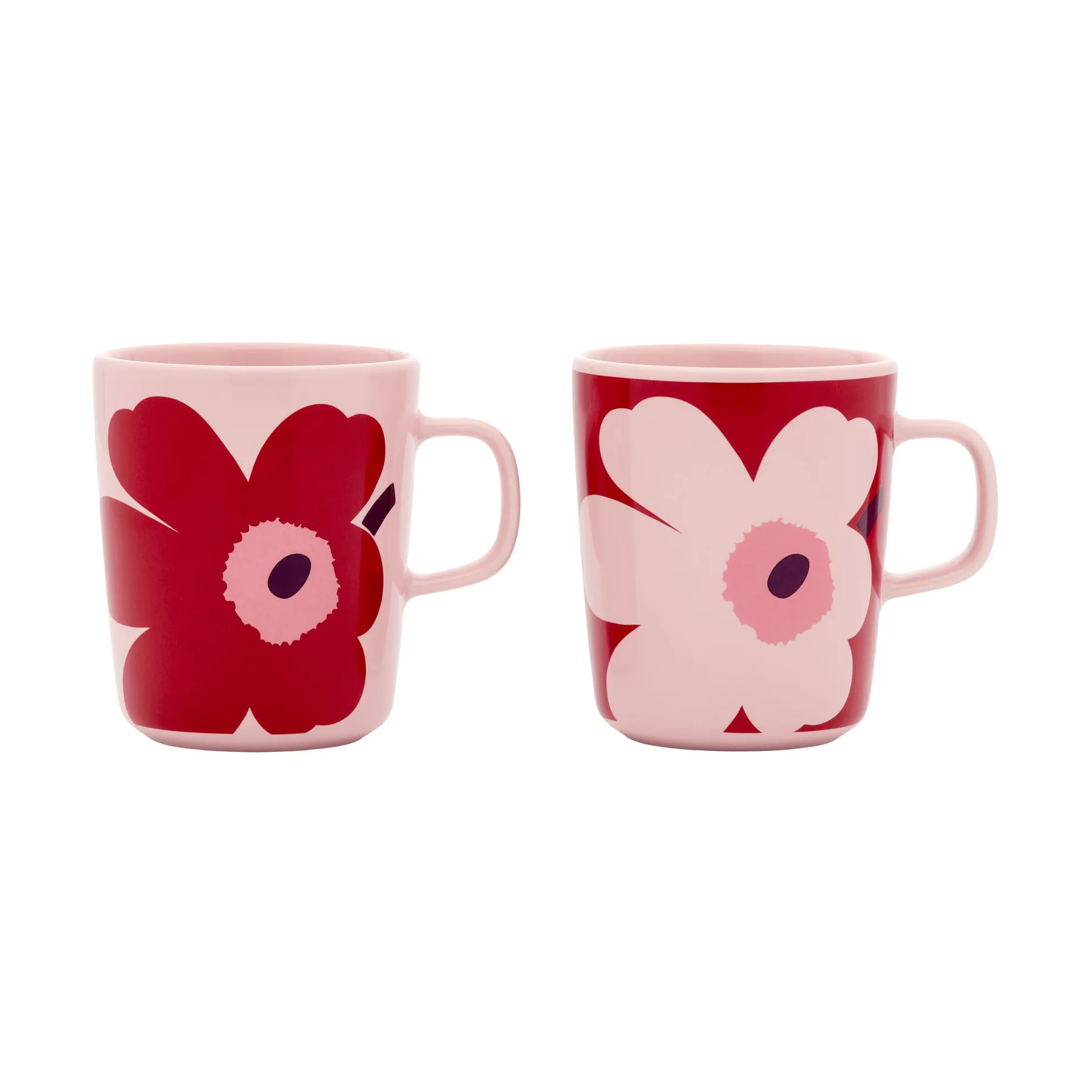 Juhla Unikko mug 25 cl 2-pack, Pink-cranberry-plum Marimekko