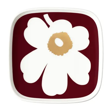 Juhla Unikko saucer 10x10 cm 2-pack - White-wine red-gold - Marimekko