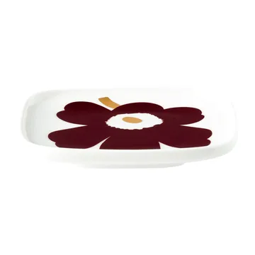 Juhla Unikko saucer 10x10 cm 2-pack - White-wine red-gold - Marimekko