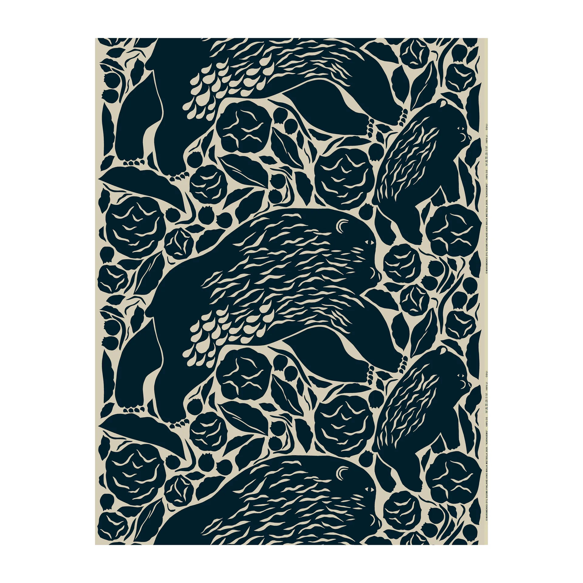Karhuemo fabric cotton-linen, Dark blue Marimekko