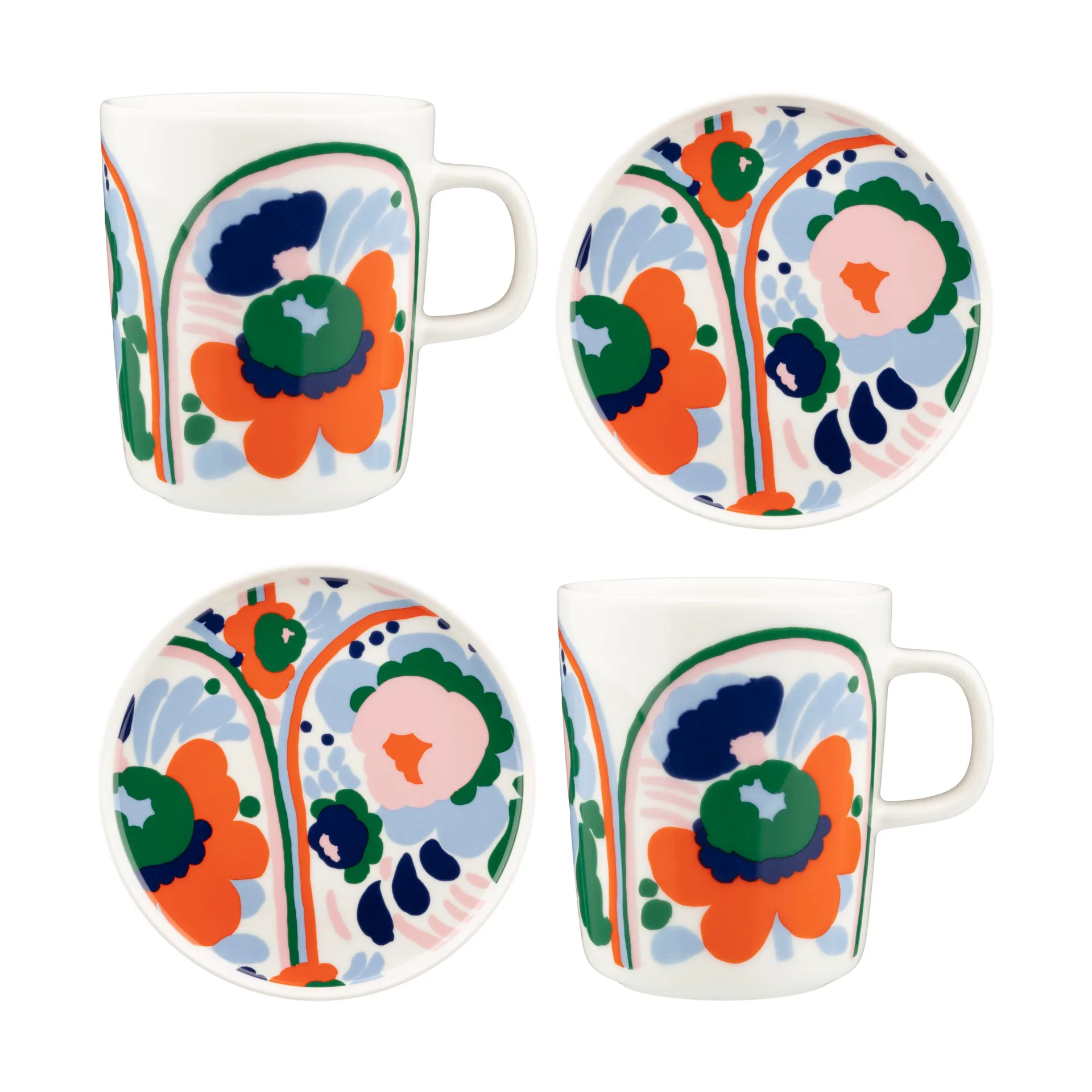 Karuselli serving set 4 pieces, White-orange-blue-emerald Marimekko
