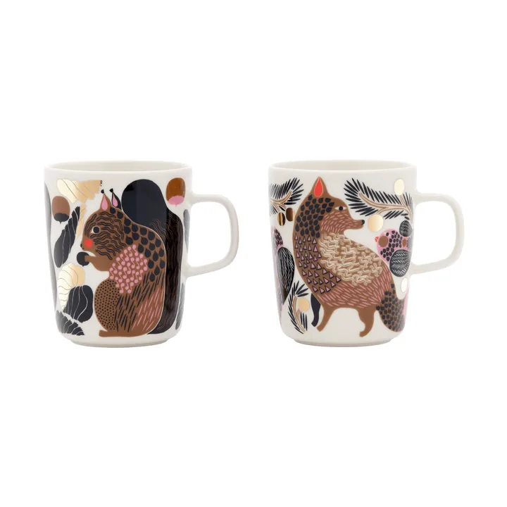 Kurre Ketunmarja mug - White-multicolour-gold, 25 cl, 2-pack - Marimekko
