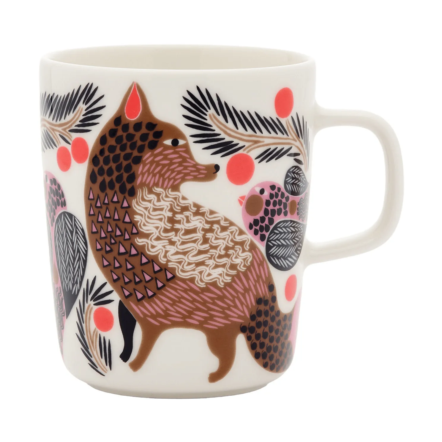 Oiva Ketunmarja mug 25 cl, White-bronze-pink-petrol Marimekko