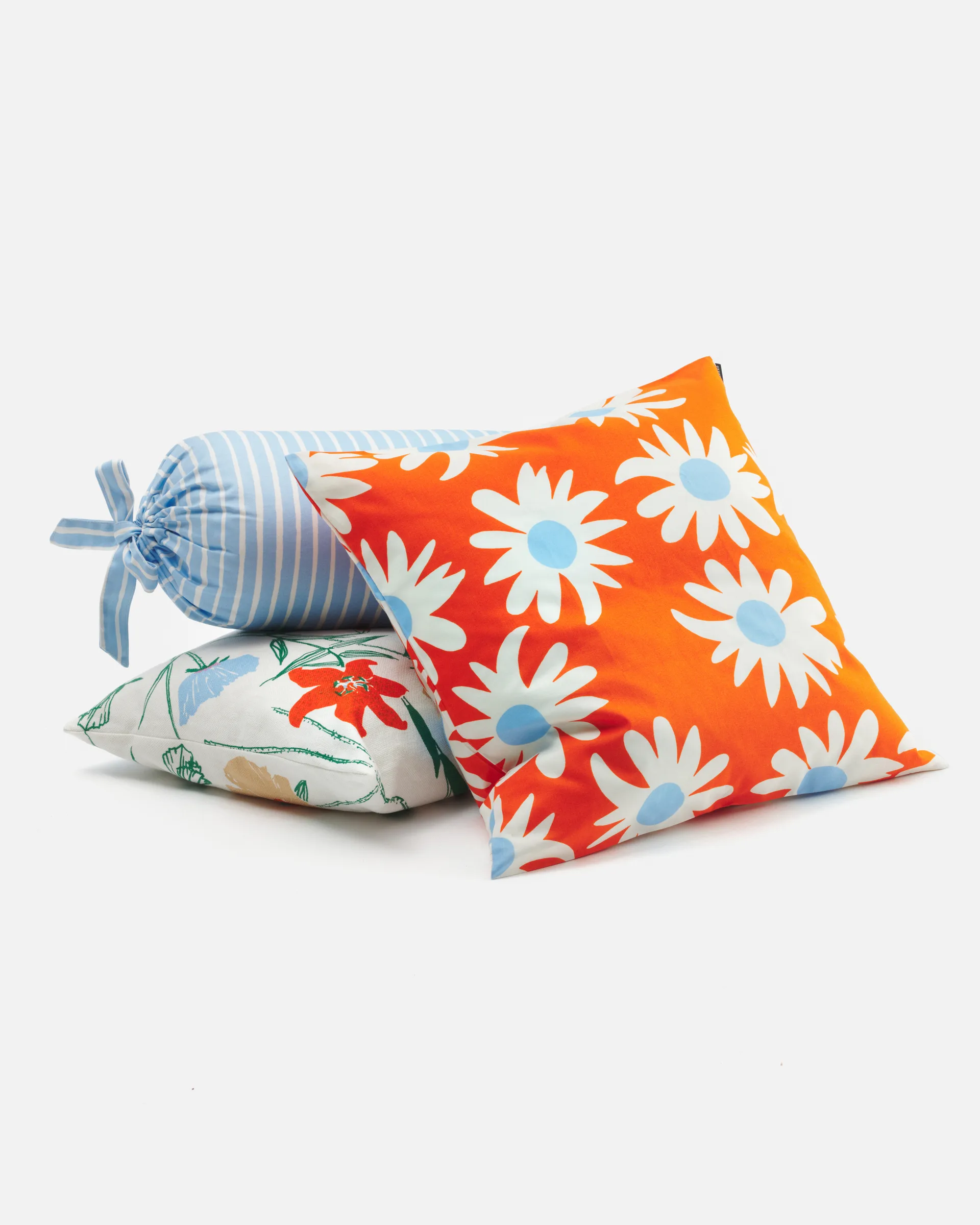 Piccolo tube cushion Ø19x54 cm, Light blue-white Marimekko