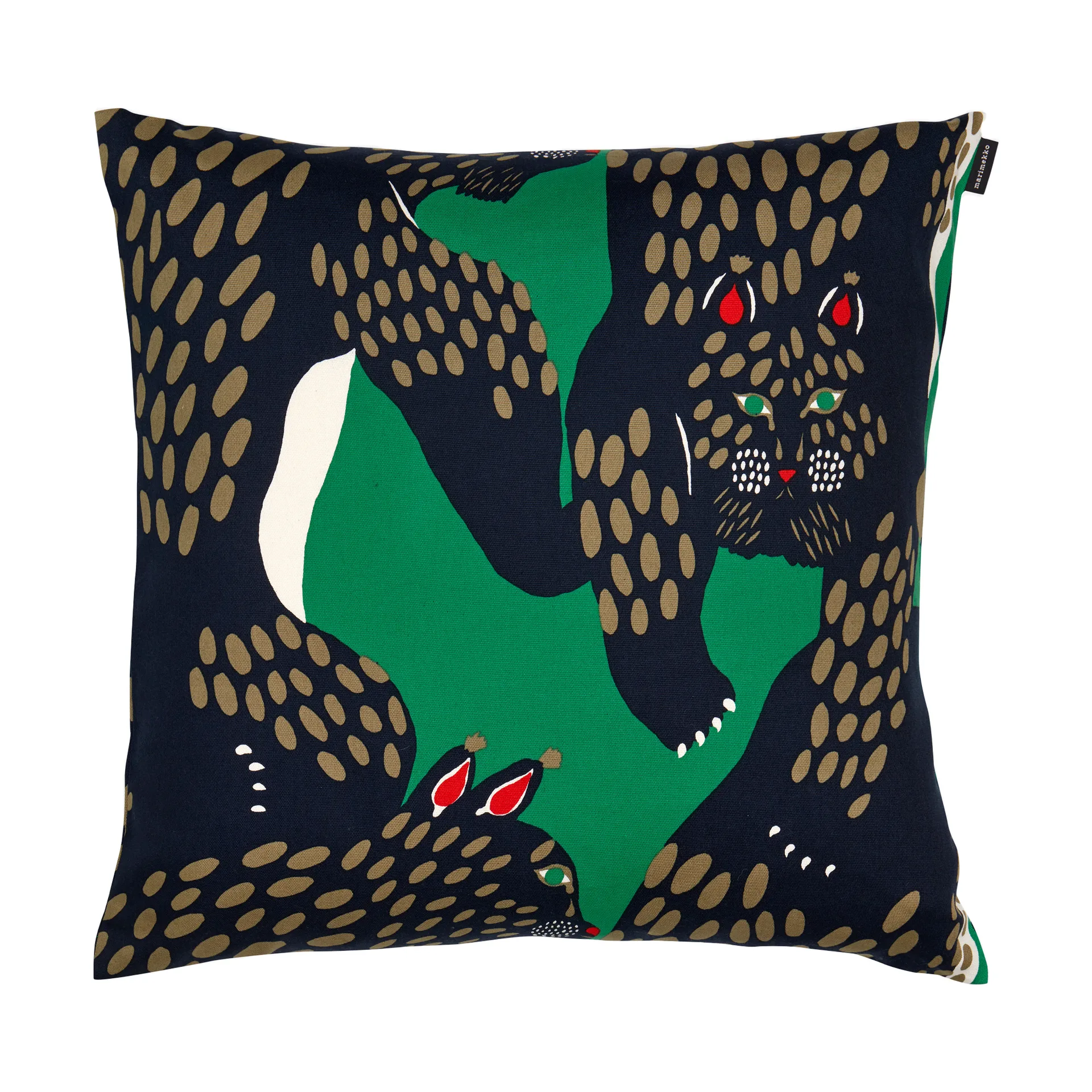 Pieni Ilves pillowcase 50x50 cm, Green-off white-dark blue Marimekko