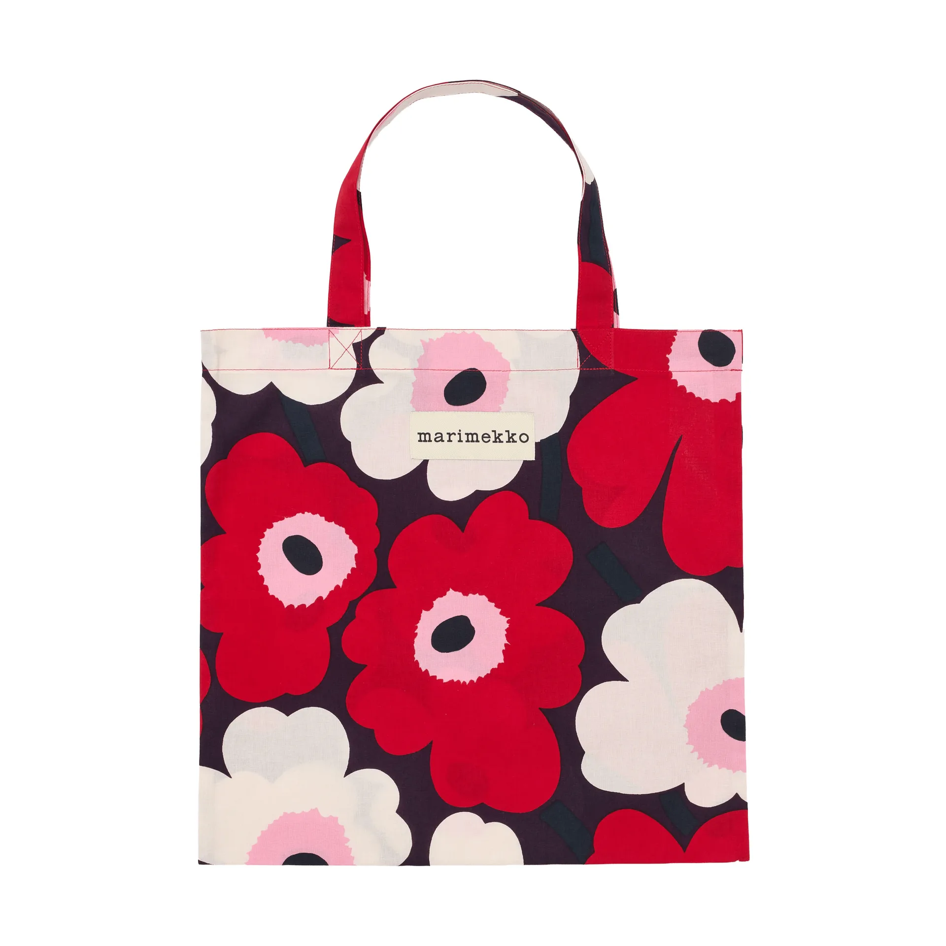Pieni Unikko bag 44x43 cm, Plum-cranberry-off white-rose Marimekko