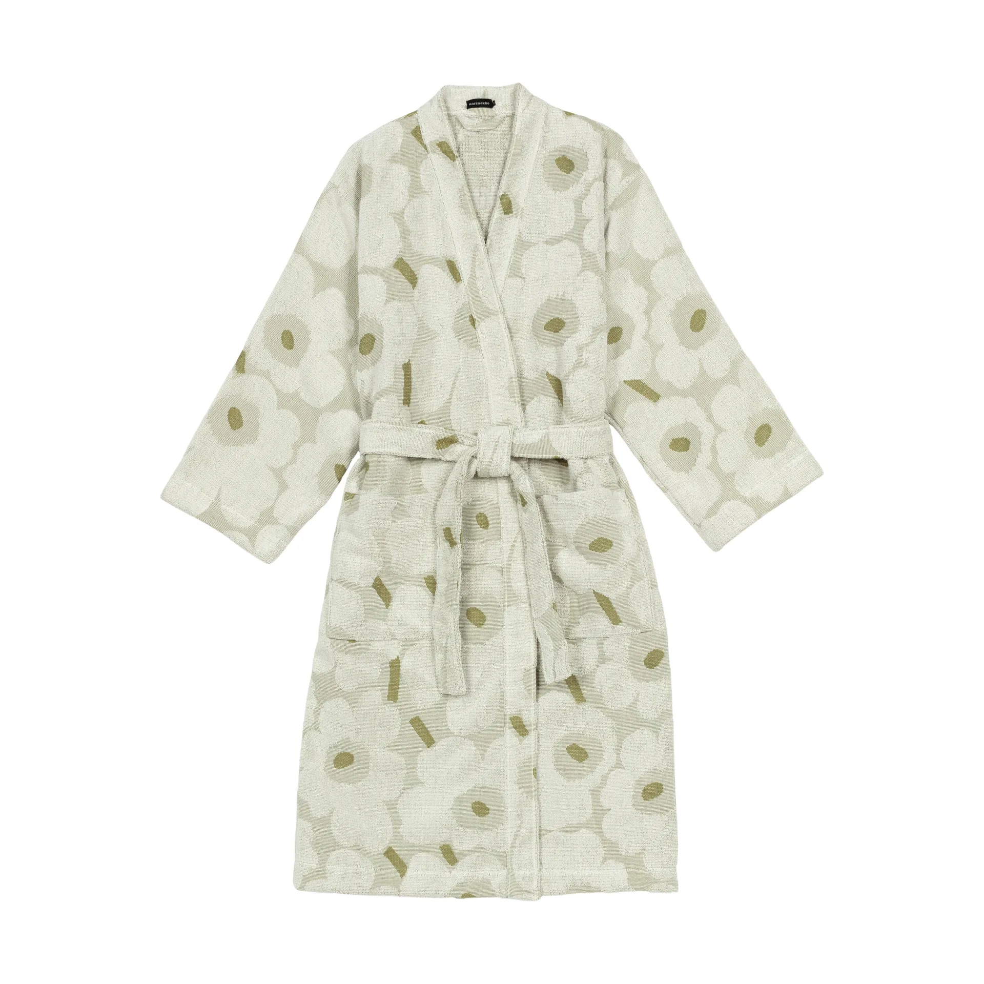 Pieni Unikko bathrobe M, Green umber-cream Marimekko
