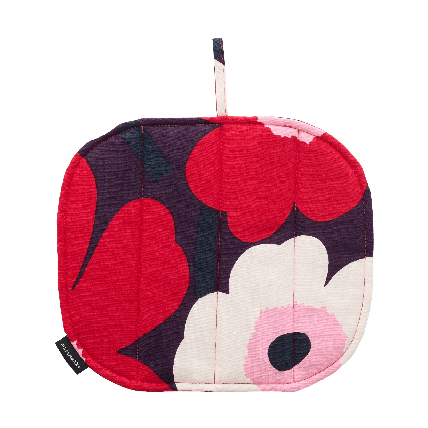 Pieni Unikko oven mitt 22x25 cm, Plum-cranberry-off white-rose Marimekko