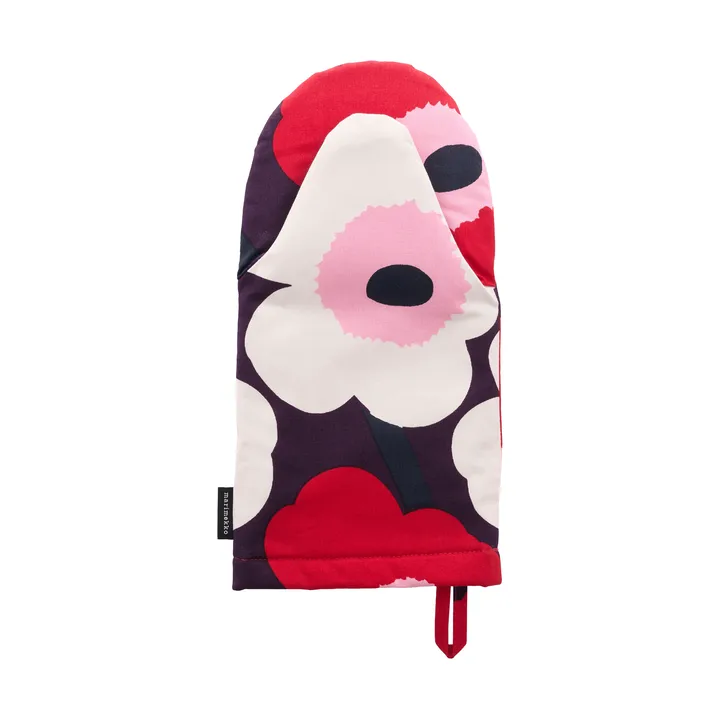 Pieni Unikko oven mitt - Plum-cranberry-off white-rose - Marimekko