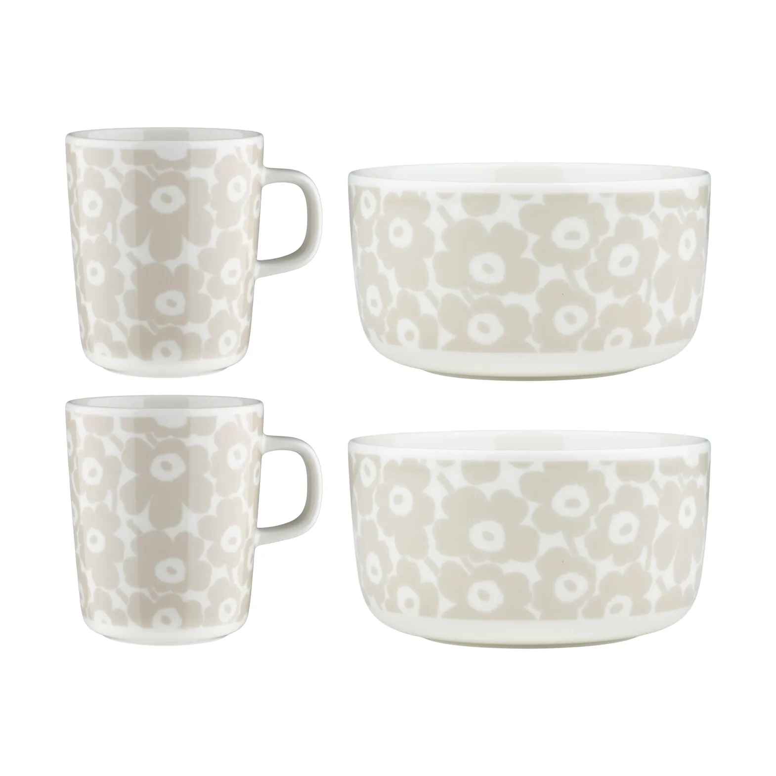 Pikkuinen Unikko breakfast set 4 pieces, White-straw Marimekko