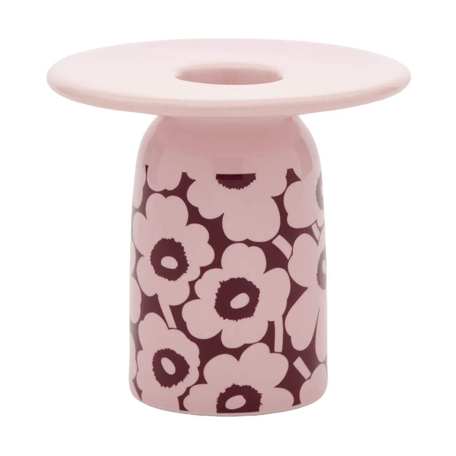 Pikkuinen Unikko candle holder, Pink-burgundy Marimekko