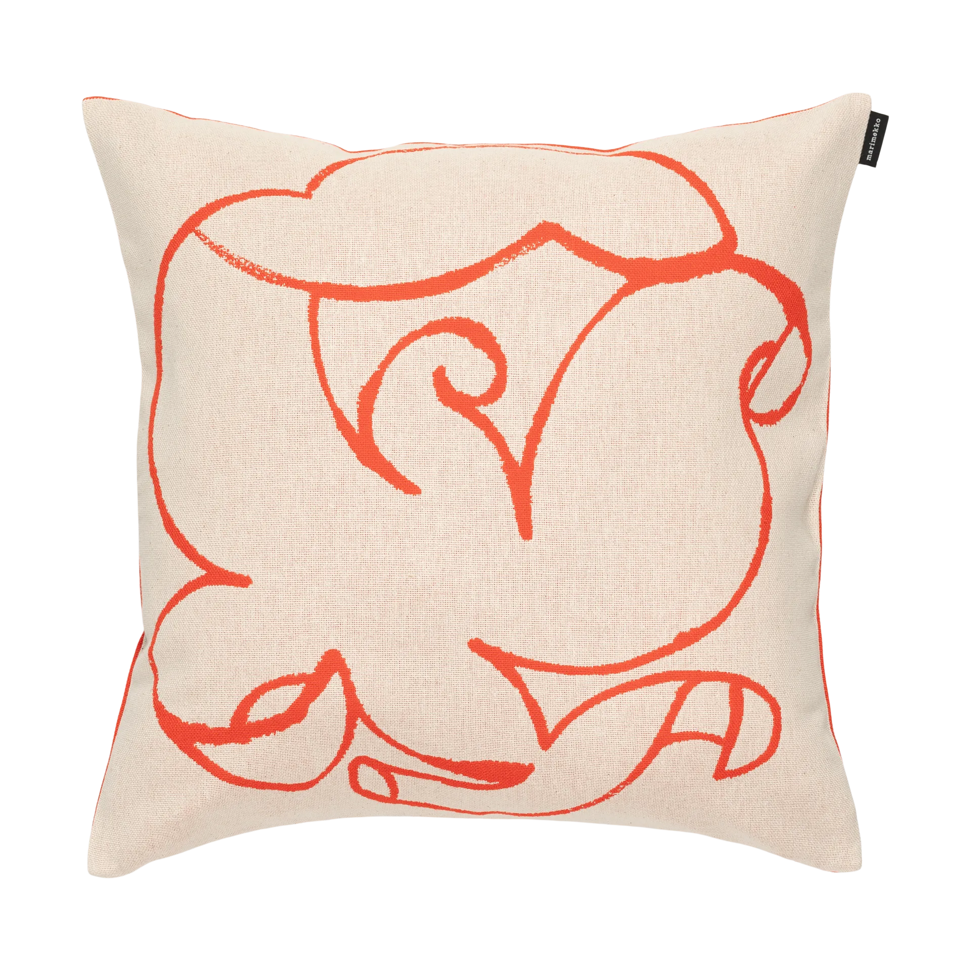 Pistilla cushion cover 46x46 cm, Off-white - tomato red Marimekko