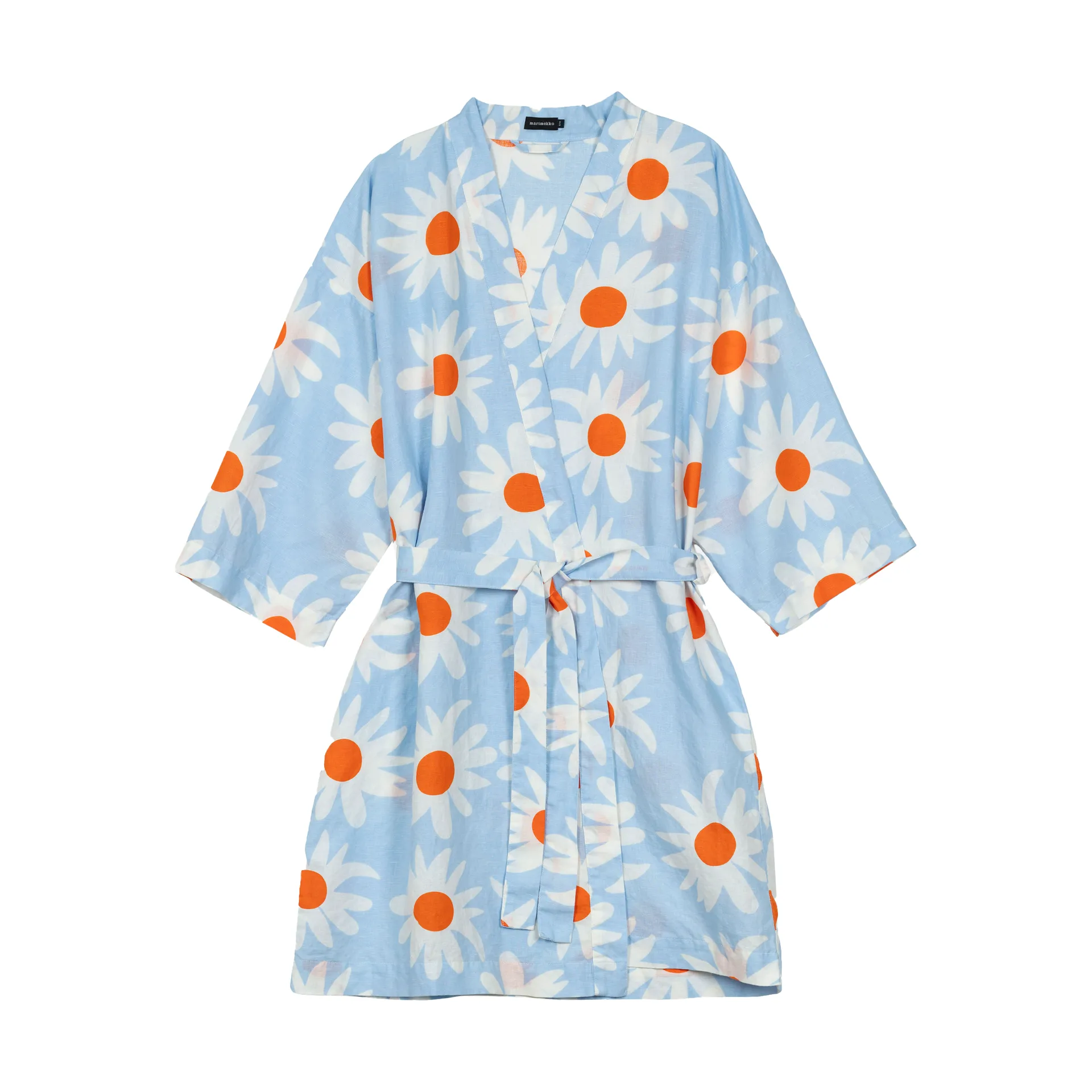 Rakastaa ei rakasta bathrobe, Orange-Off-white-light blue Marimekko
