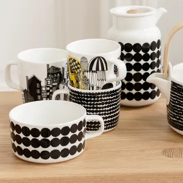 Räsymatto tea cup 25 cl - black-white - Marimekko