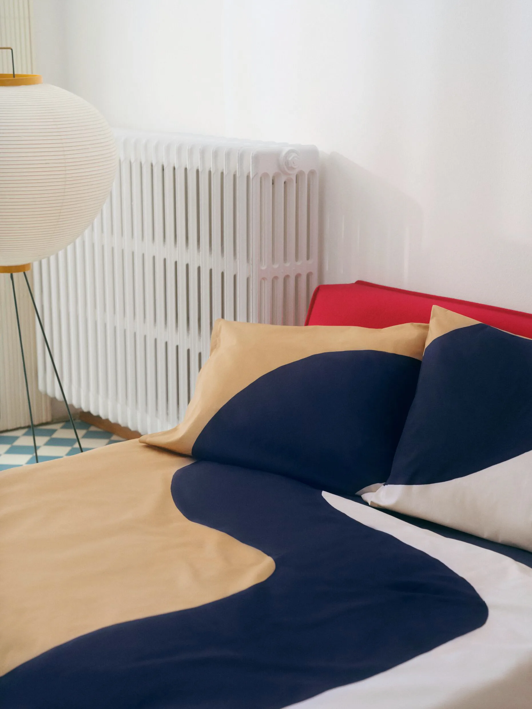 Seireeni pillowcase 50x60 cm, Beige-dark blue-natural white Marimekko