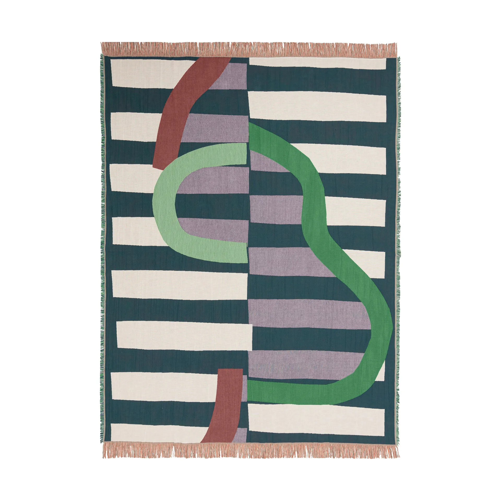 Siirto throw jacquard 140x180 cm, Powder-d. blue-l. blue-coral Marimekko