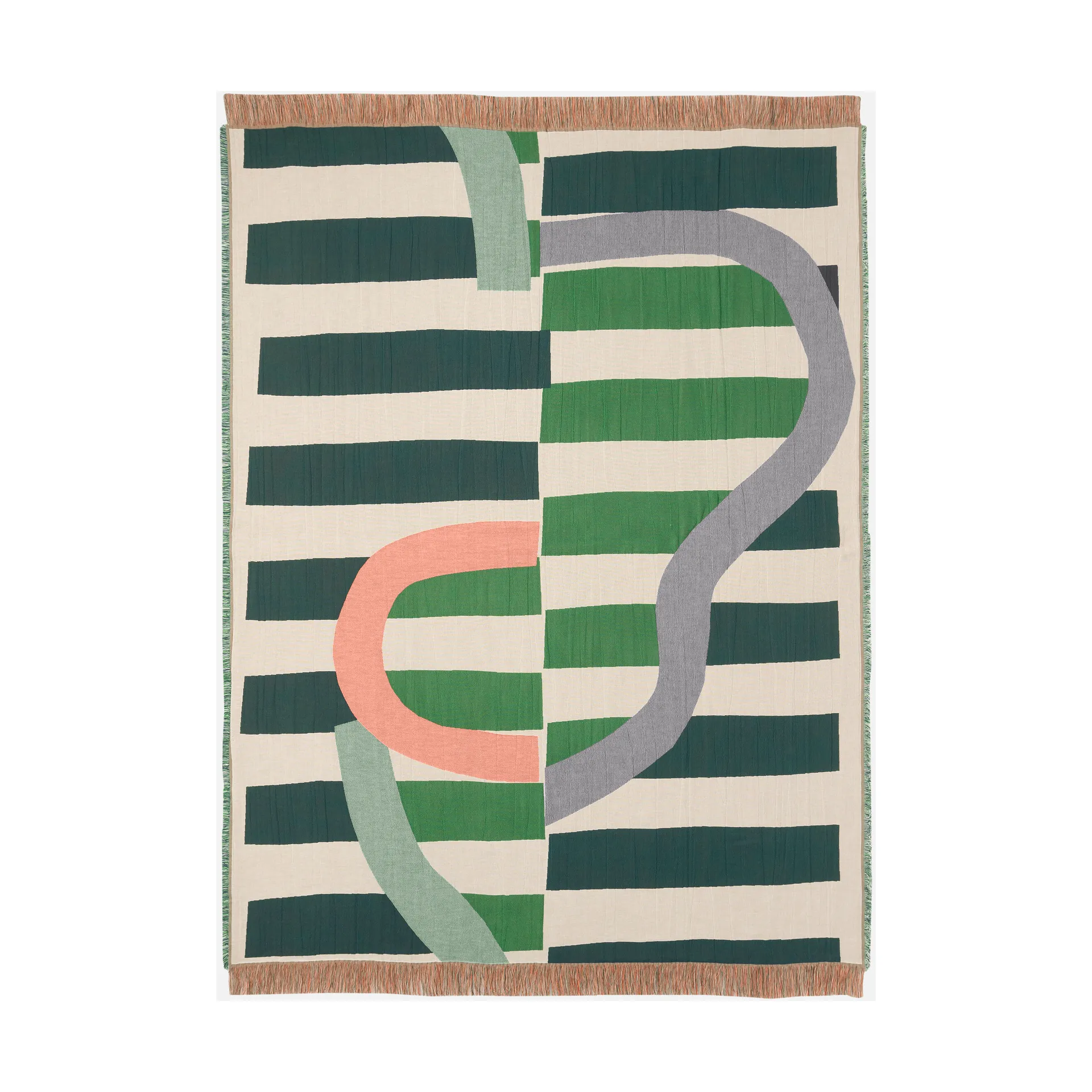 Siirto throw jacquard 140x180 cm, Powder-d. blue-l. blue-coral Marimekko