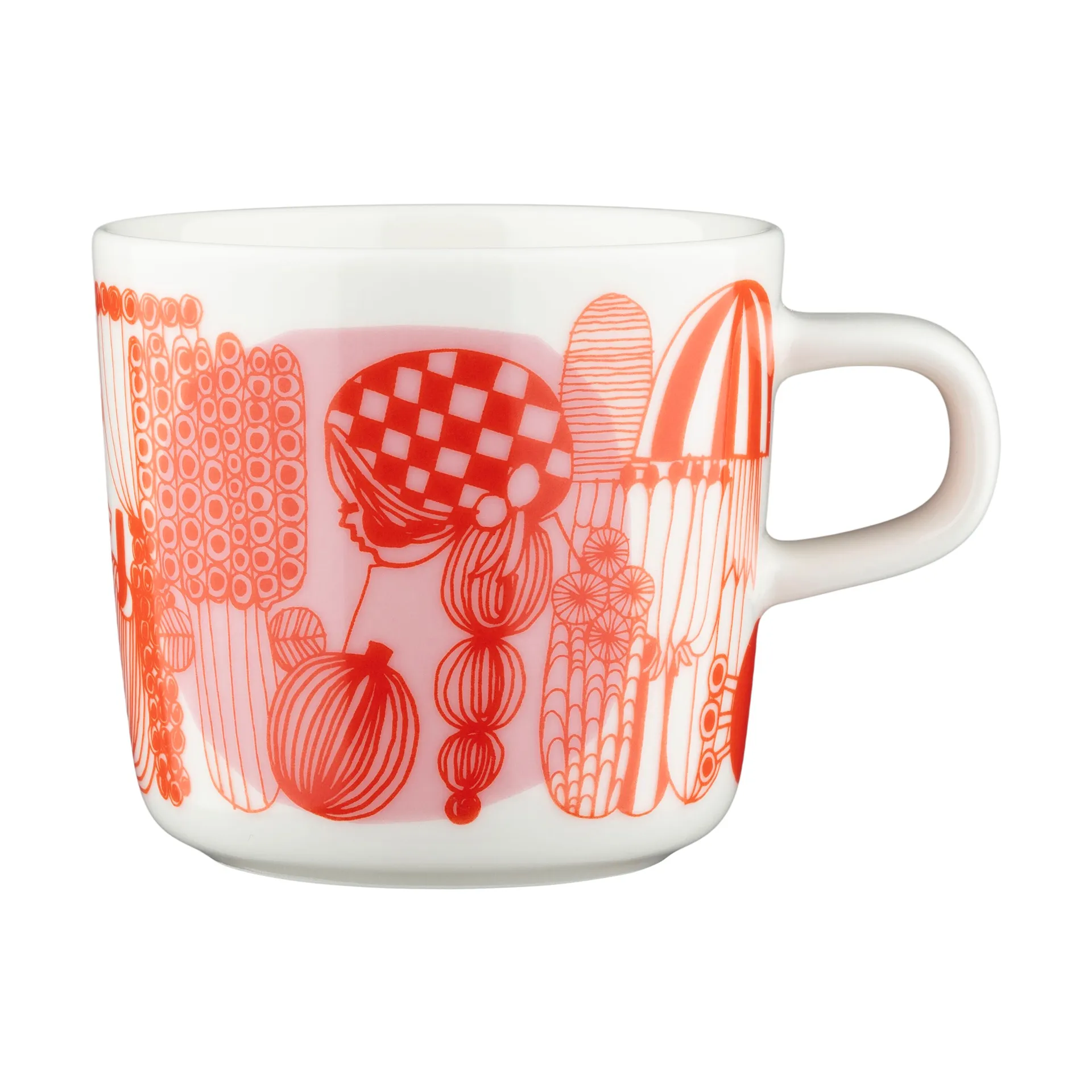Siirtolapuutarha mug 20 cl, White-orange-light pink Marimekko