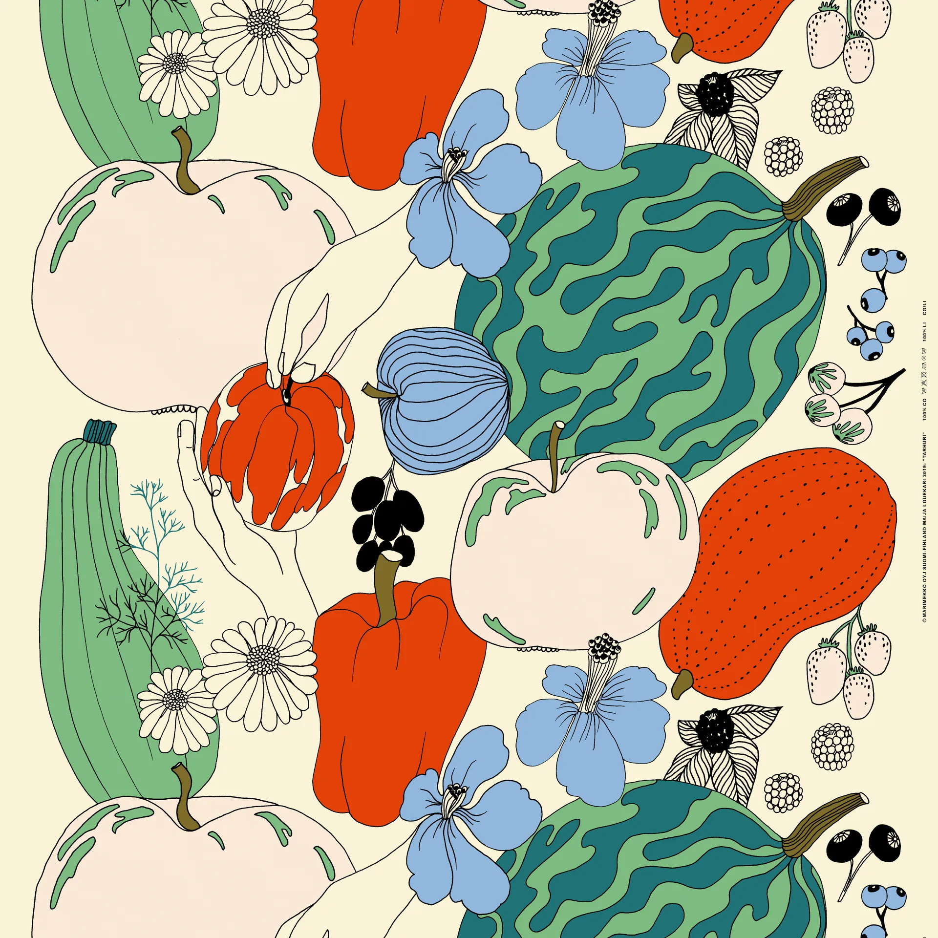 Tarhuri fabric cotton-linen, multi Marimekko