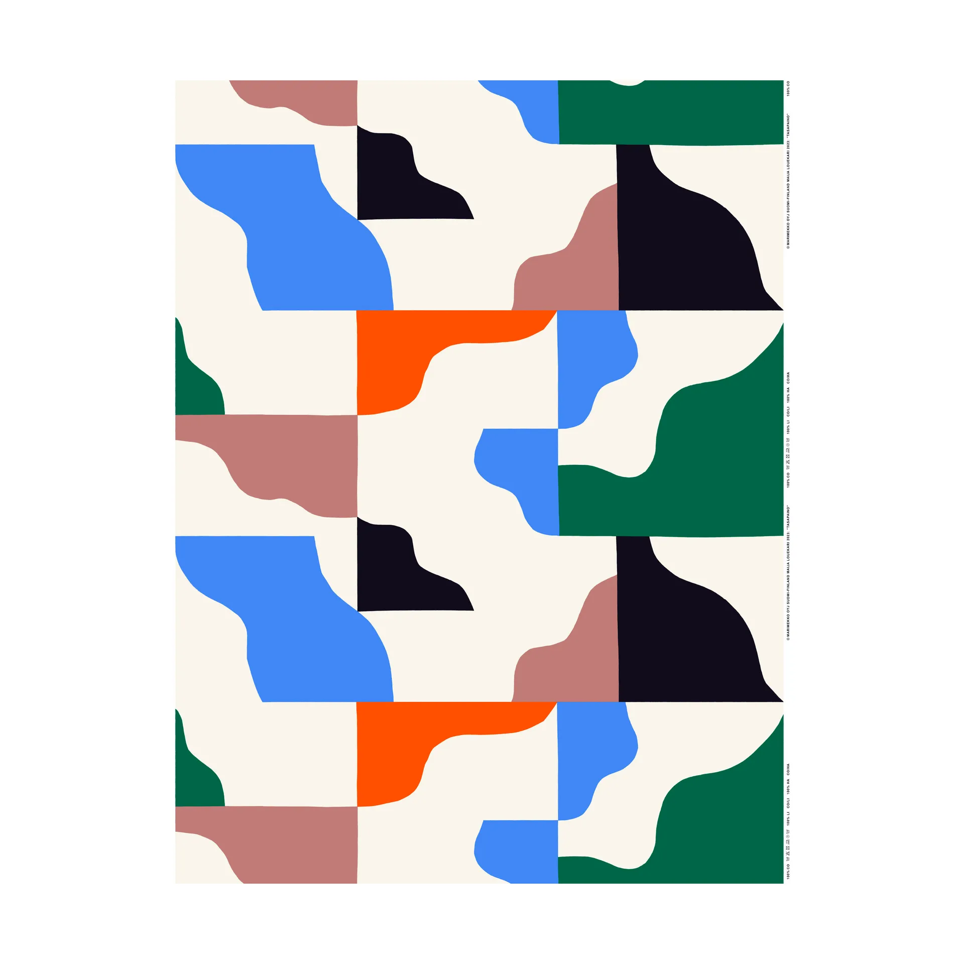 Tasapaino cotton fabric, Feather-bright blue-orange Marimekko